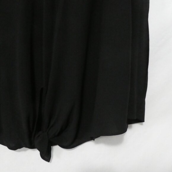 RACHEL - RACHEL ROY | 2X | Elegant Sheer Black V-Neck Blouse | Twist Knot Front - Picture 7 of 13